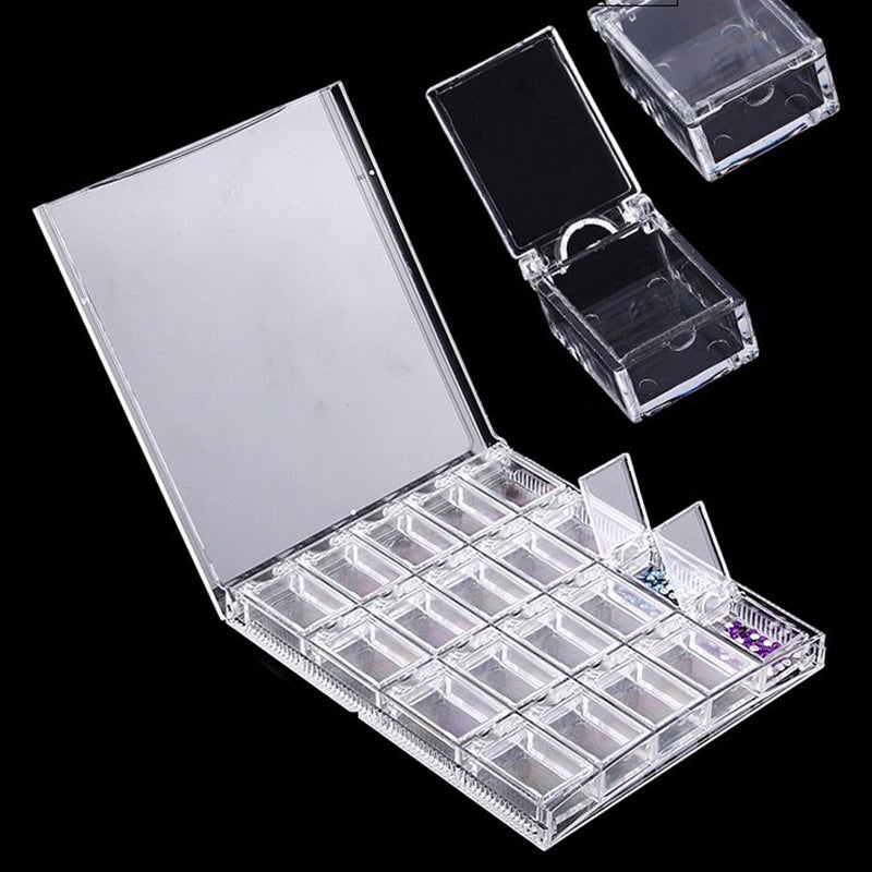 Rotekt 20 Grids Bead Storage Box Organizer, Transparent Acrylic Nail Art Decorations Container Rhinestone Beads Case for Crafts with Dividers, Clear Plastic DIY Art Crafts Nail - Image 2